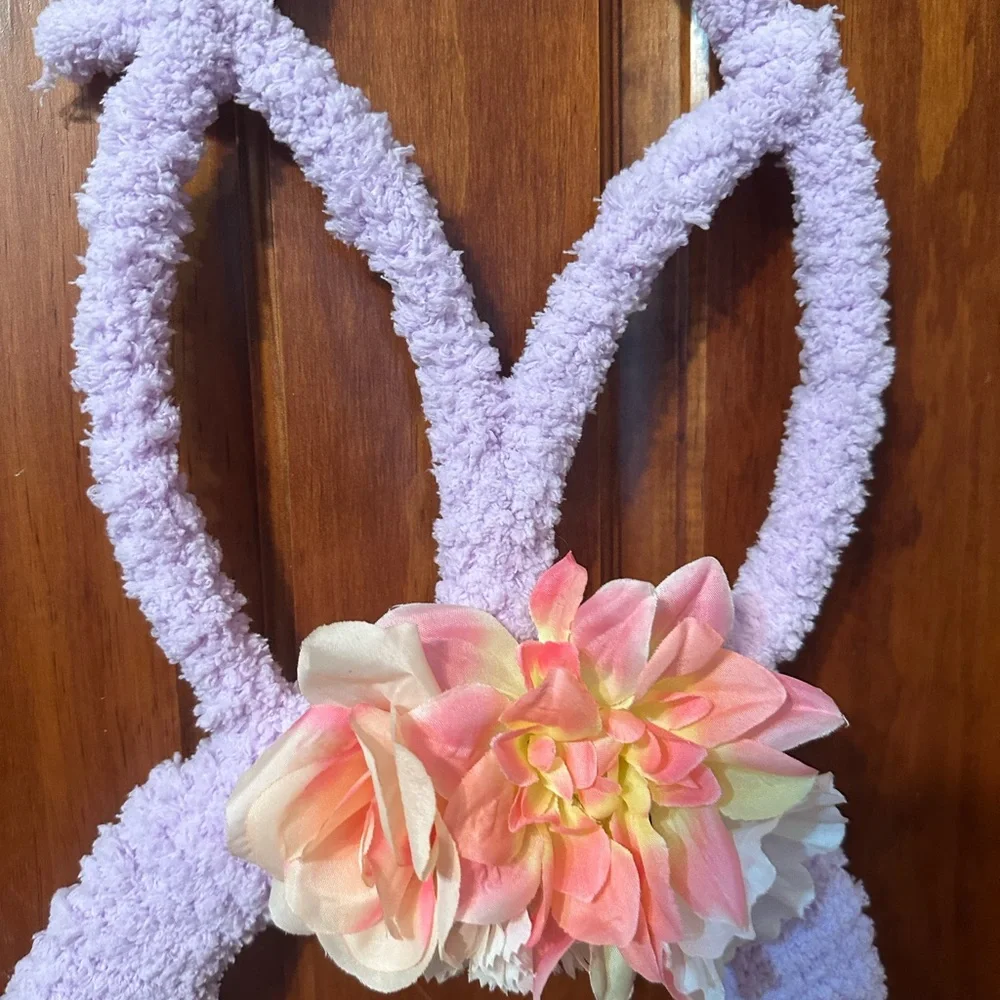Handmade Purple Bunny Wreath With Flowers